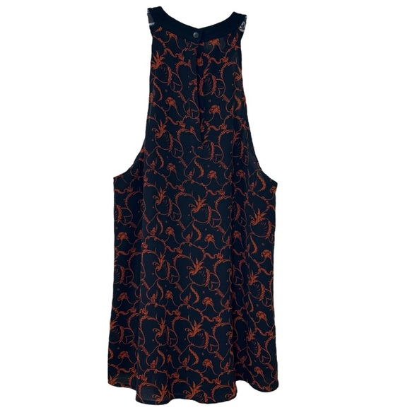 A.L.C.- “Mari” Silk, Printed, Halter Top in Black/Rust, Relaxed Fit - Size 4 - Picture 5 of 12